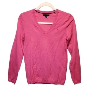 Tommy Hilfiger Pink Vneck Cotton Blend Cardigan Sweater‎ Small